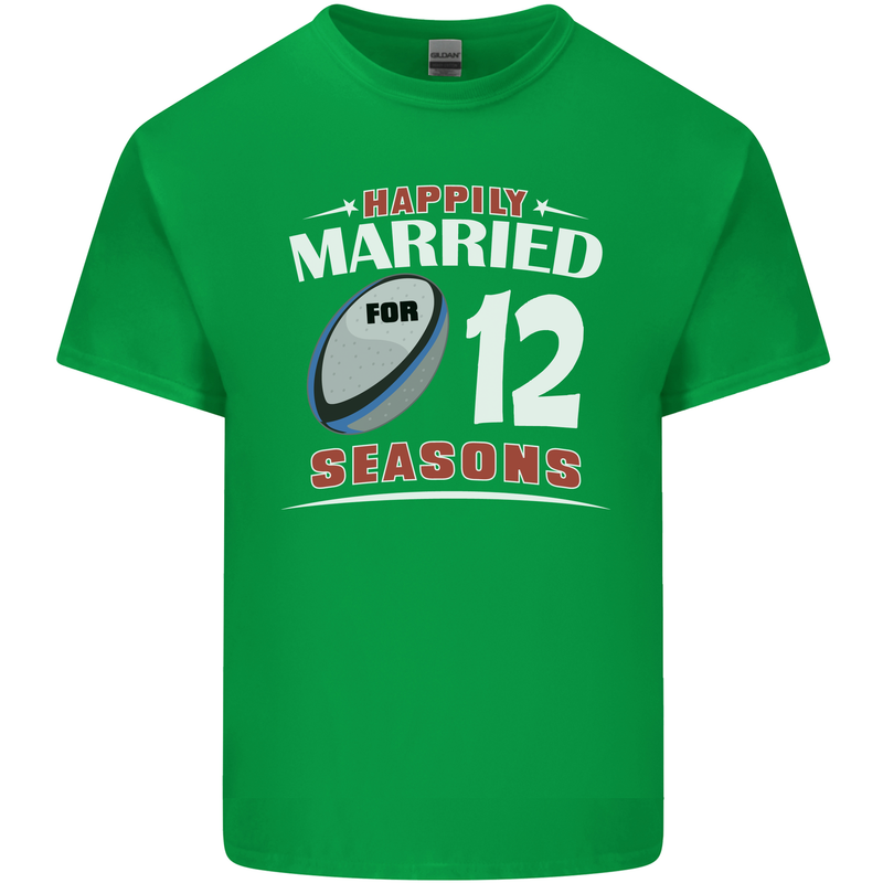 12 Year Wedding Anniversary 12th Rugby Mens Cotton T-Shirt Tee Top Irish Green