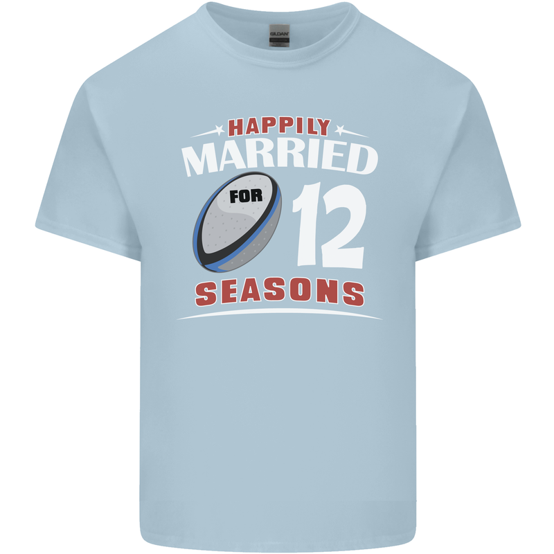 12 Year Wedding Anniversary 12th Rugby Mens Cotton T-Shirt Tee Top Light Blue