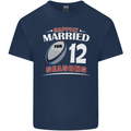 12 Year Wedding Anniversary 12th Rugby Mens Cotton T-Shirt Tee Top Navy Blue