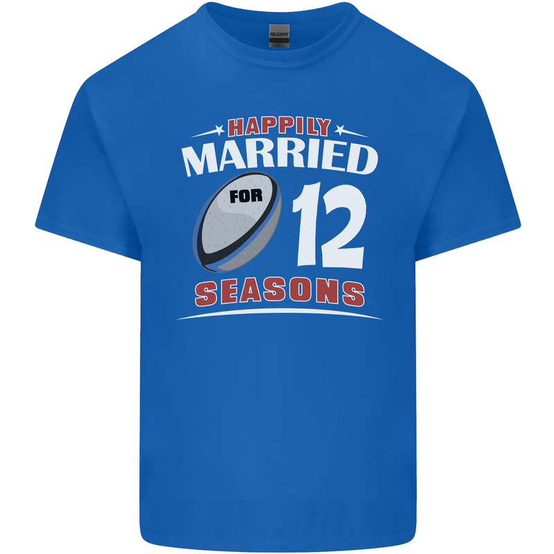 12 Year Wedding Anniversary 12th Rugby Mens Cotton T-Shirt Tee Top Royal Blue