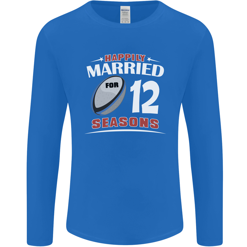 12 Year Wedding Anniversary 12th Rugby Mens Long Sleeve T-Shirt Royal Blue