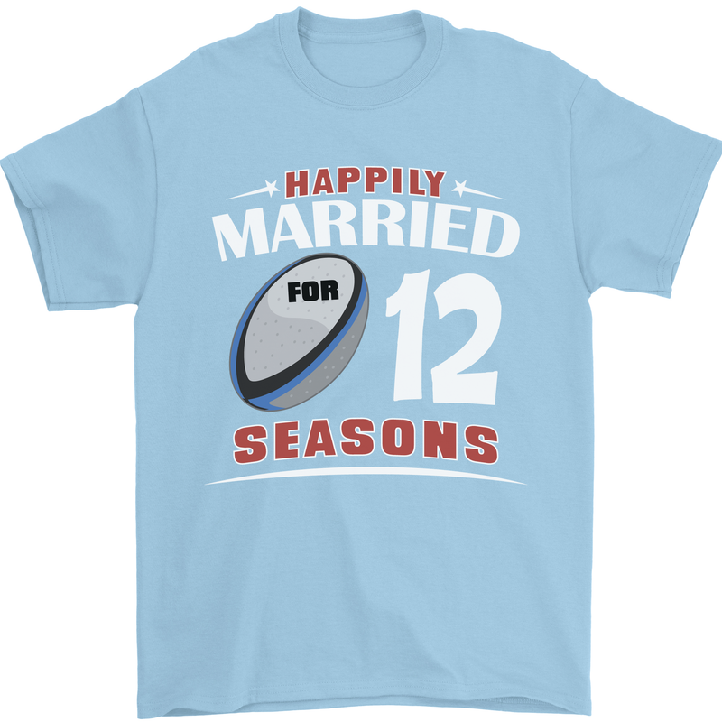 12 Year Wedding Anniversary 12th Rugby Mens T-Shirt 100% Cotton Light Blue
