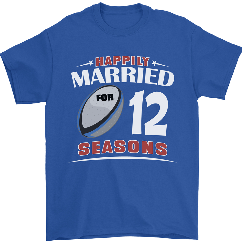 12 Year Wedding Anniversary 12th Rugby Mens T-Shirt 100% Cotton Royal Blue