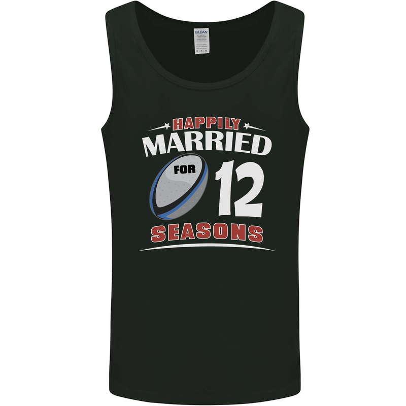 12 Year Wedding Anniversary 12th Rugby Mens Vest Tank Top Black