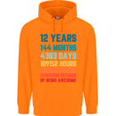 12th Birthday 12 Year Old Childrens Kids Hoodie Orange