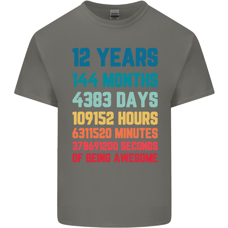 12th Birthday 12 Year Old Kids T-Shirt Childrens Charcoal