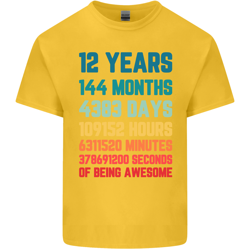 12th Birthday 12 Year Old Kids T-Shirt Childrens Yellow
