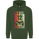 12th Birthday 12 Year Old Level Up Gamming Childrens Kids Hoodie Forest Green