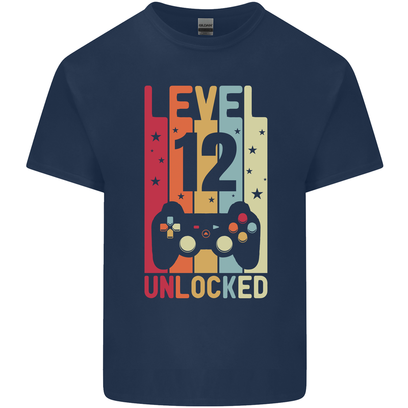 12th Birthday 12 Year Old Level Up Gamming Kids T-Shirt Childrens Navy Blue