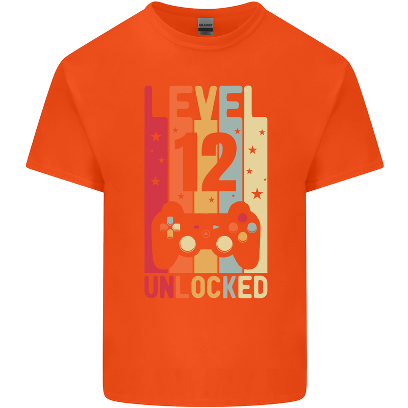 12th Birthday 12 Year Old Level Up Gamming Kids T-Shirt Childrens Orange
