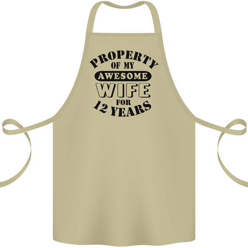 12th Wedding Anniversary 12 Year Funny Wife Cotton Apron 100% Organic Khaki