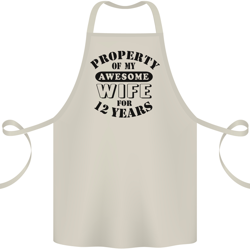 12th Wedding Anniversary 12 Year Funny Wife Cotton Apron 100% Organic Natural