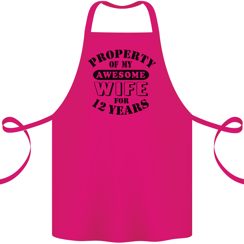 12th Wedding Anniversary 12 Year Funny Wife Cotton Apron 100% Organic Pink