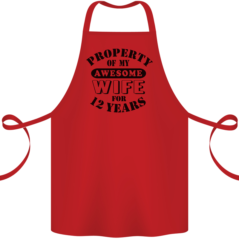 12th Wedding Anniversary 12 Year Funny Wife Cotton Apron 100% Organic Red
