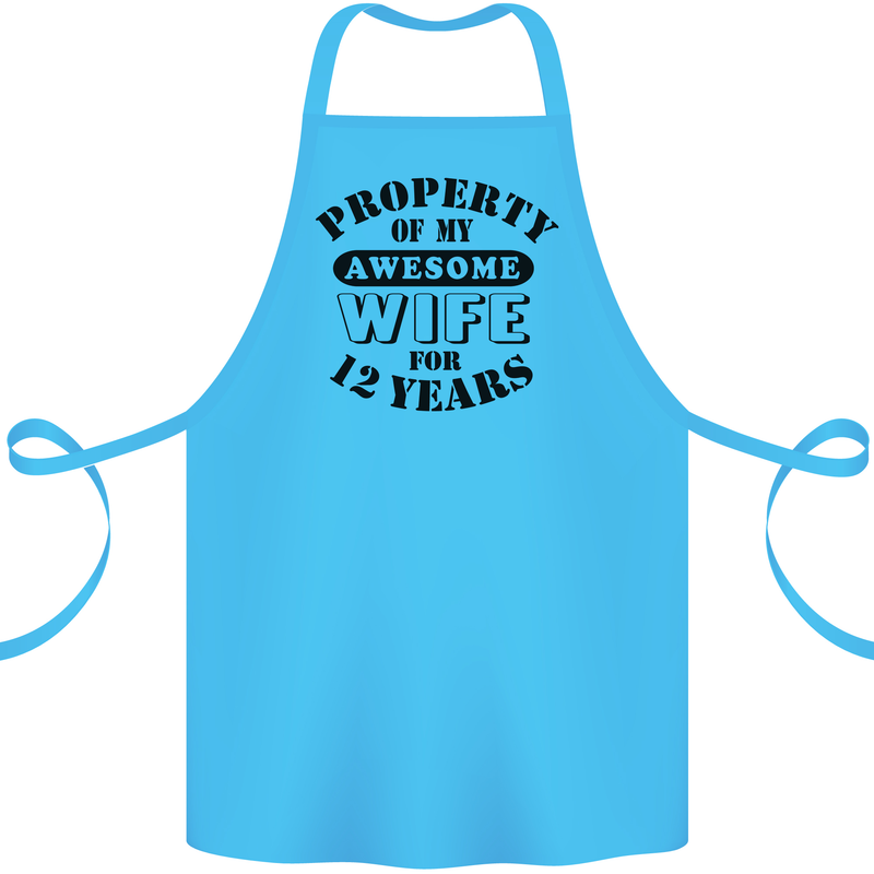 12th Wedding Anniversary 12 Year Funny Wife Cotton Apron 100% Organic Turquoise