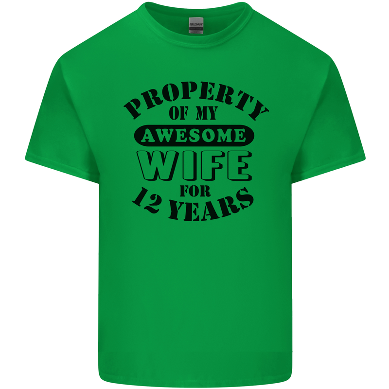 12th Wedding Anniversary 12 Year Funny Wife Mens Cotton T-Shirt Tee Top Irish Green