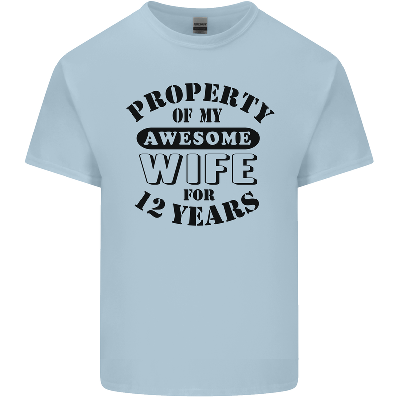 12th Wedding Anniversary 12 Year Funny Wife Mens Cotton T-Shirt Tee Top Light Blue