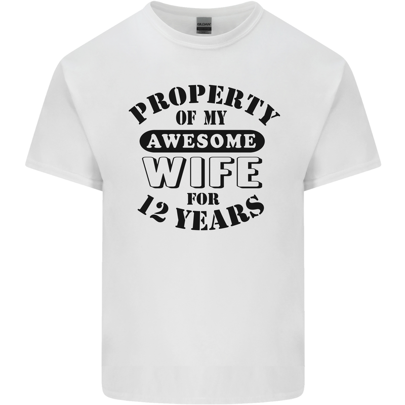 12th Wedding Anniversary 12 Year Funny Wife Mens Cotton T-Shirt Tee Top White