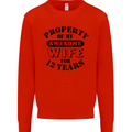 12th Wedding Anniversary 12 Year Funny Wife Mens Sweatshirt Jumper Bright Red