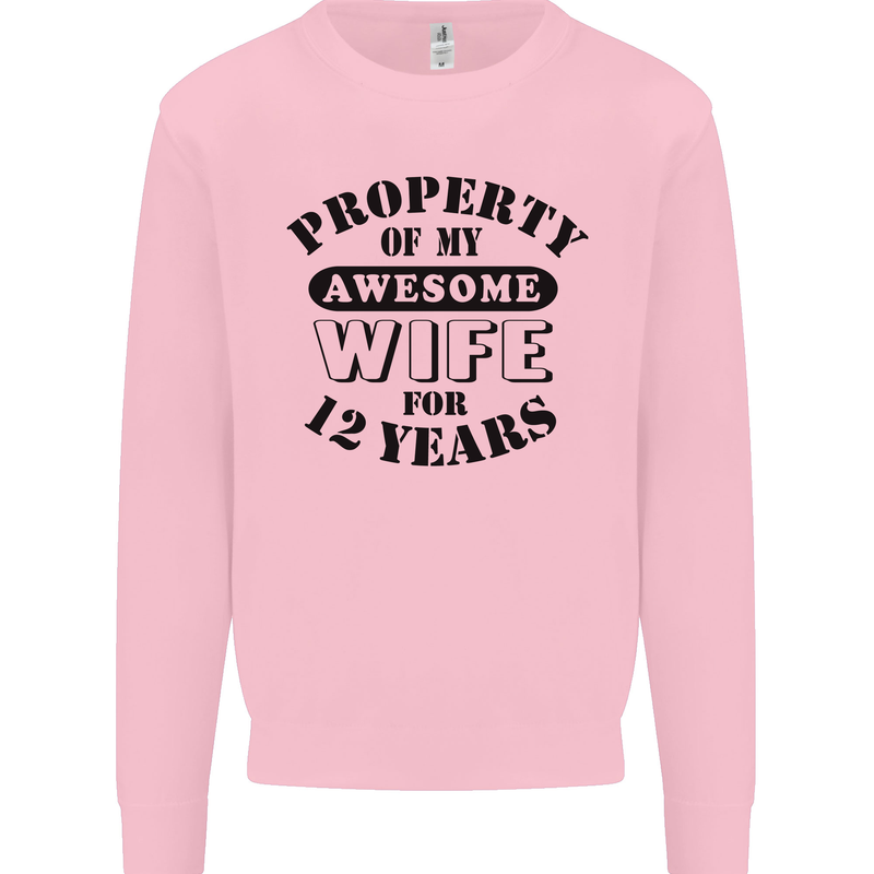 12th Wedding Anniversary 12 Year Funny Wife Mens Sweatshirt Jumper Light Pink