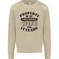 12th Wedding Anniversary 12 Year Funny Wife Mens Sweatshirt Jumper Sand