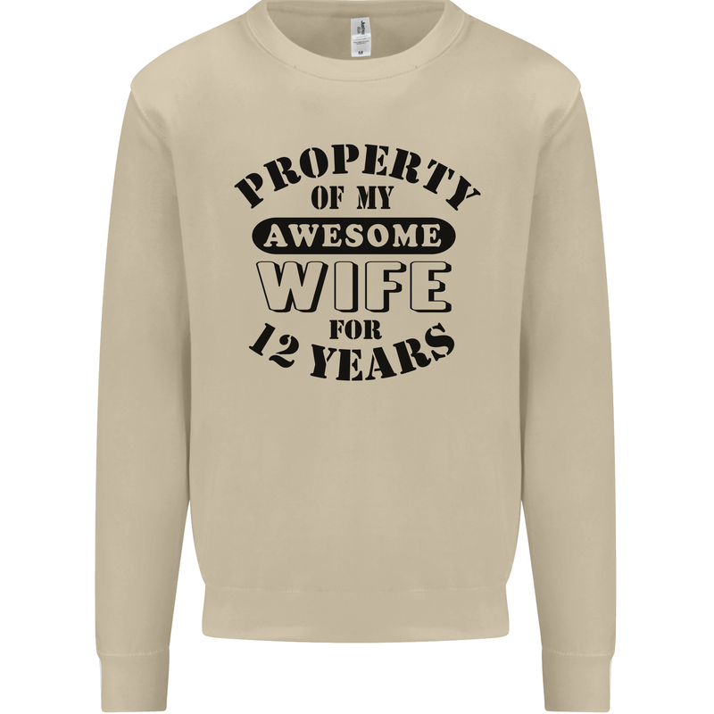 12th Wedding Anniversary 12 Year Funny Wife Mens Sweatshirt Jumper Sand