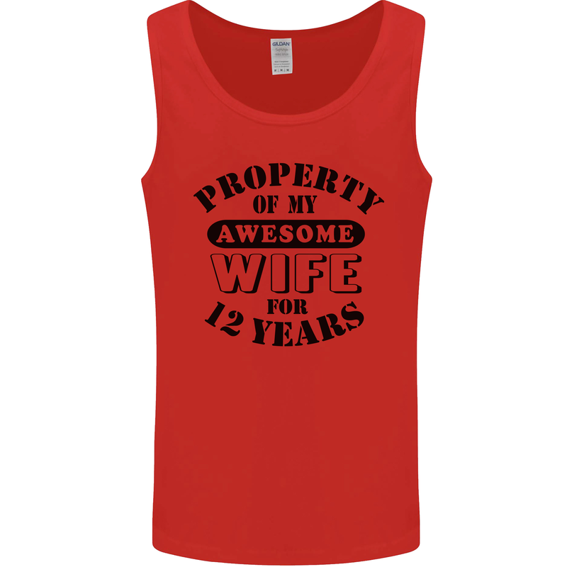 12th Wedding Anniversary 12 Year Funny Wife Mens Vest Tank Top Red