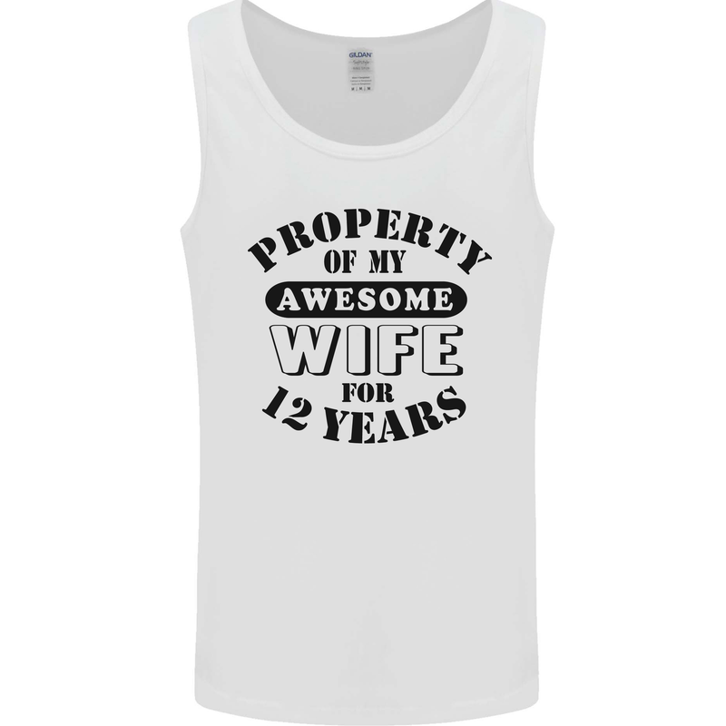 12th Wedding Anniversary 12 Year Funny Wife Mens Vest Tank Top White