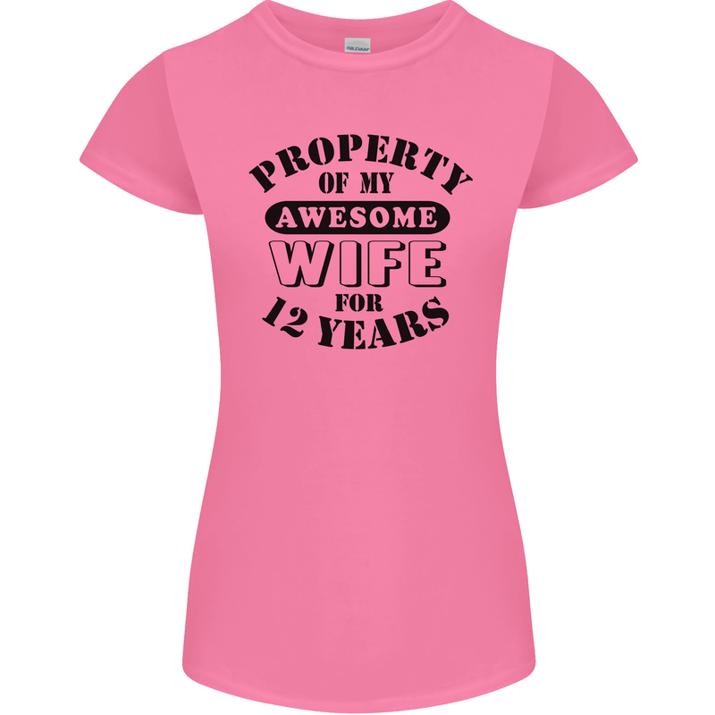 12th Wedding Anniversary 12 Year Funny Wife Womens Petite Cut T-Shirt Azalea
