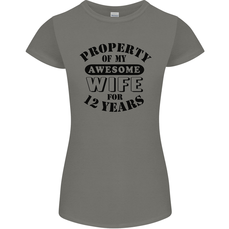 12th Wedding Anniversary 12 Year Funny Wife Womens Petite Cut T-Shirt Charcoal