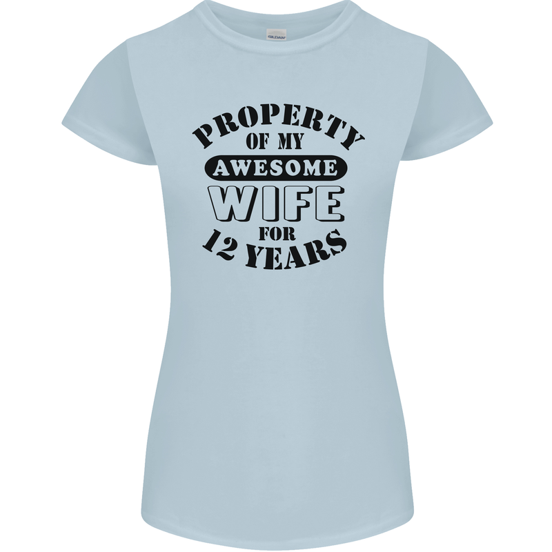 12th Wedding Anniversary 12 Year Funny Wife Womens Petite Cut T-Shirt Light Blue