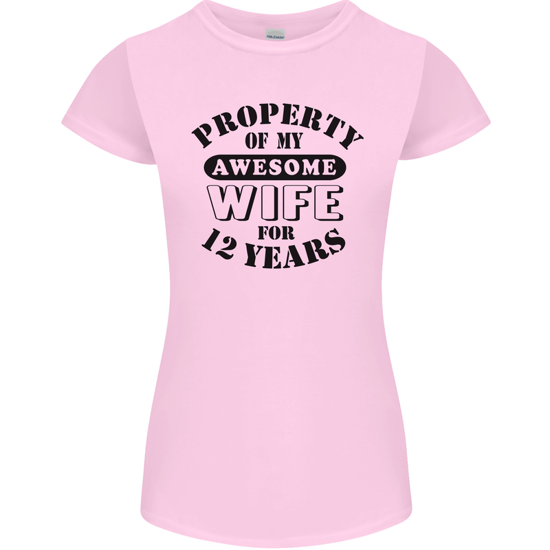 12th Wedding Anniversary 12 Year Funny Wife Womens Petite Cut T-Shirt Light Pink
