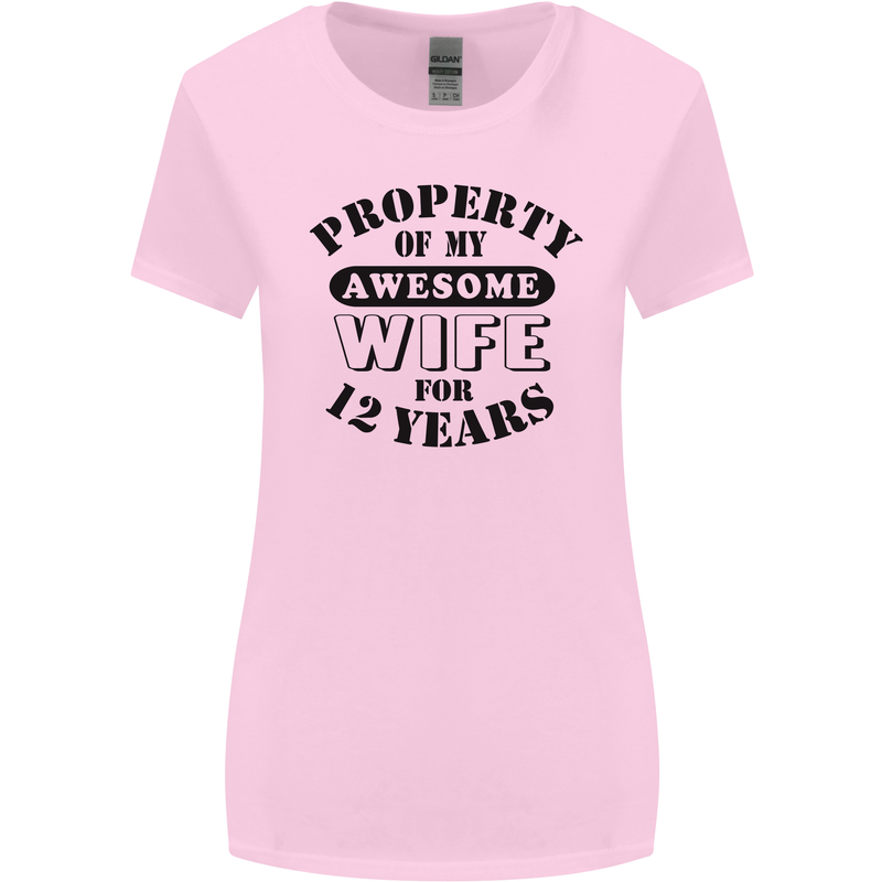 12th Wedding Anniversary 12 Year Funny Wife Womens Wider Cut T-Shirt Light Pink