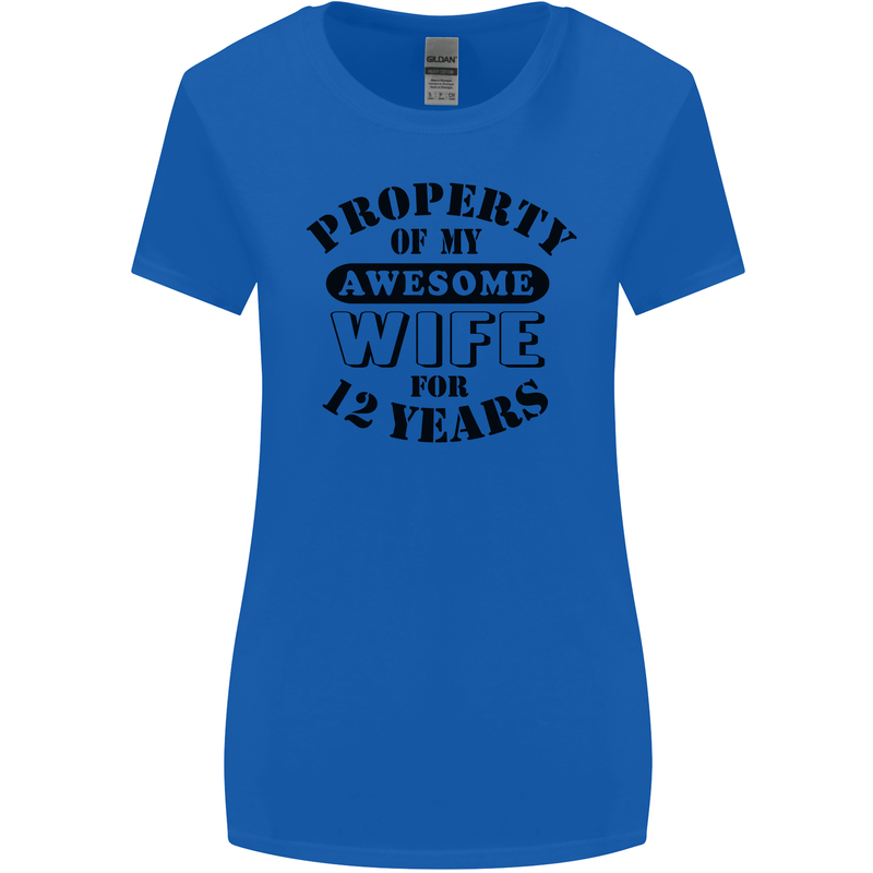 12th Wedding Anniversary 12 Year Funny Wife Womens Wider Cut T-Shirt Royal Blue