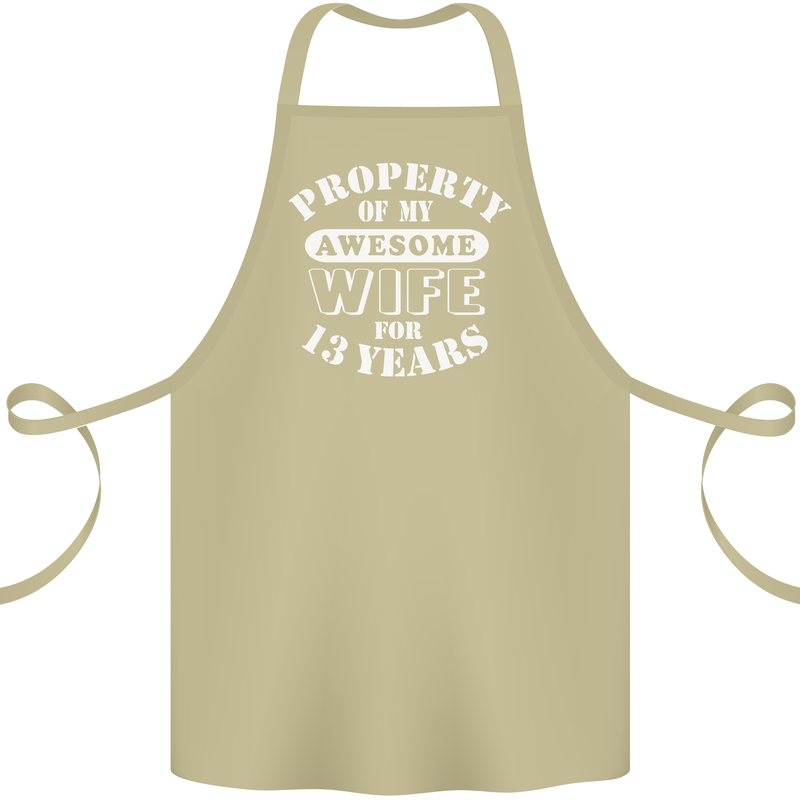 13 Year Wedding Anniversary 13th Funny Wife Cotton Apron 100% Organic Khaki