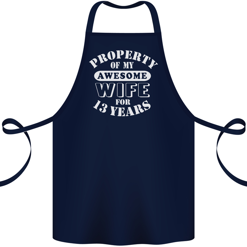 13 Year Wedding Anniversary 13th Funny Wife Cotton Apron 100% Organic Navy Blue