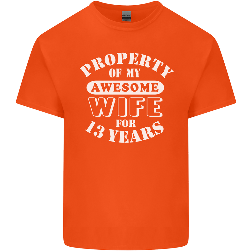 13 Year Wedding Anniversary 13th Funny Wife Mens Cotton T-Shirt Tee Top Orange