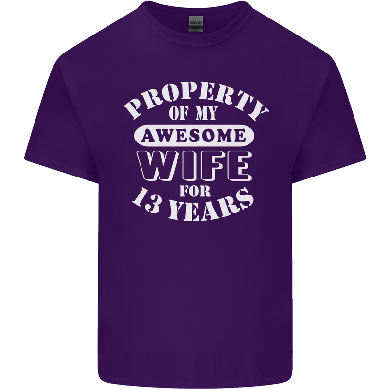 13 Year Wedding Anniversary 13th Funny Wife Mens Cotton T-Shirt Tee Top Purple