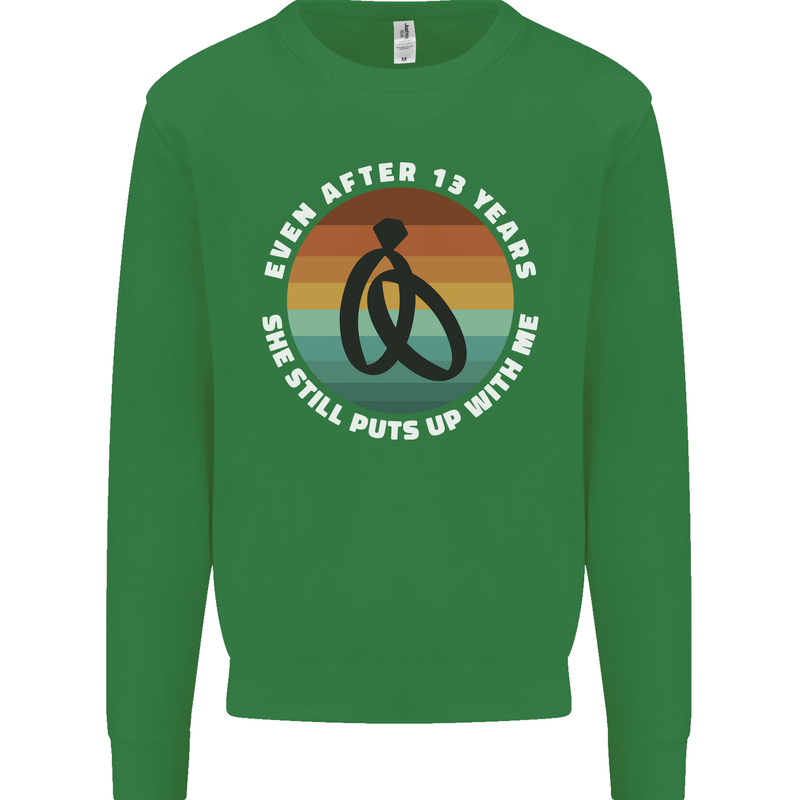 13 Year Wedding Anniversary 13th Marriage Mens Sweatshirt Jumper Irish Green