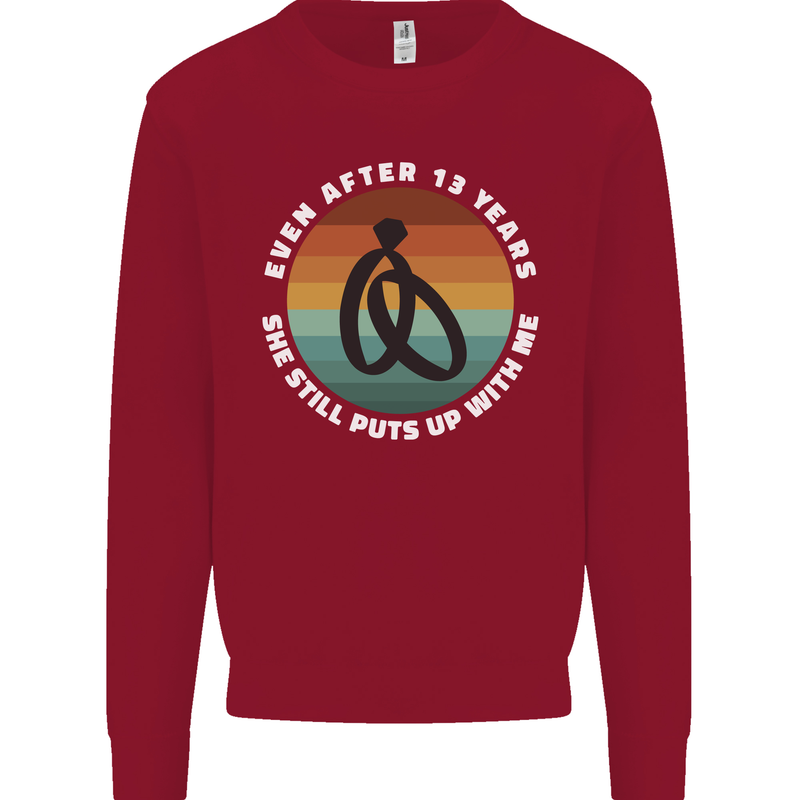 13 Year Wedding Anniversary 13th Marriage Mens Sweatshirt Jumper Red