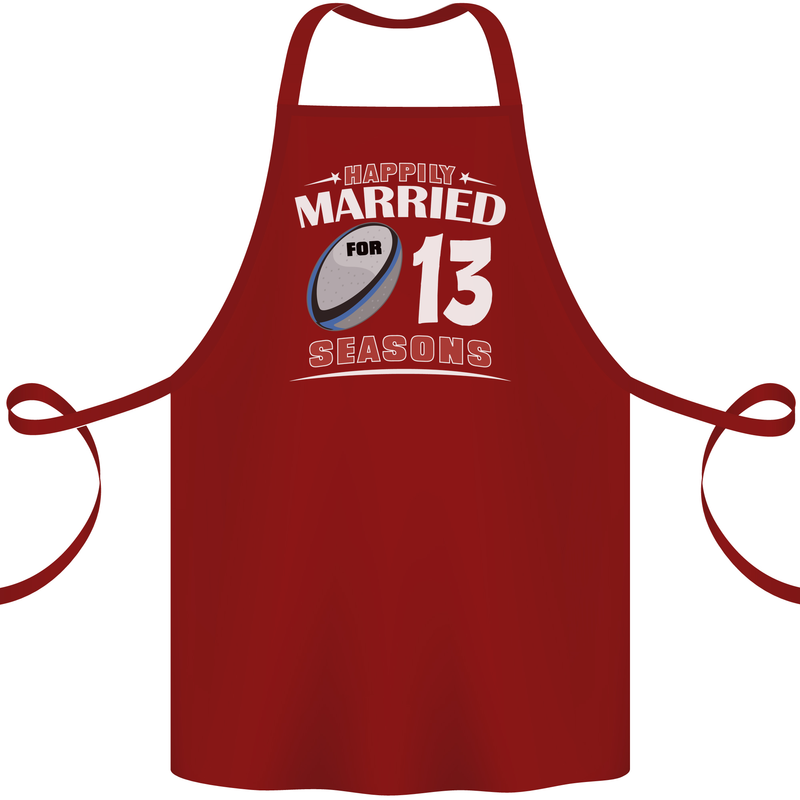 13 Year Wedding Anniversary 13th Rugby Cotton Apron 100% Organic Maroon