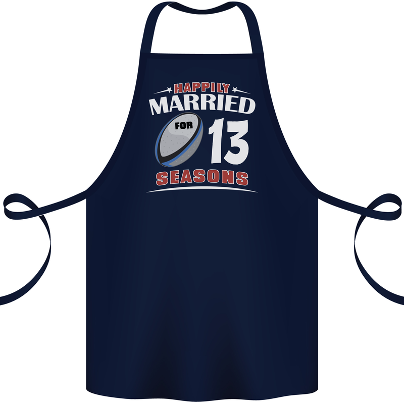 13 Year Wedding Anniversary 13th Rugby Cotton Apron 100% Organic Navy Blue