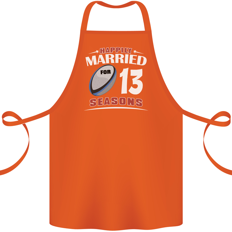 13 Year Wedding Anniversary 13th Rugby Cotton Apron 100% Organic Orange