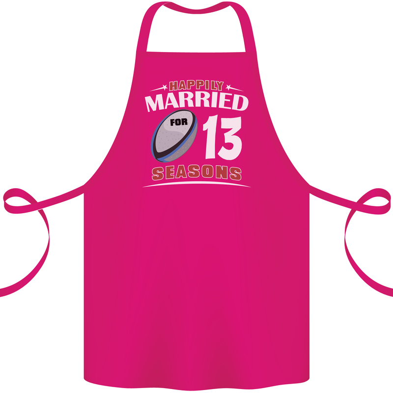 13 Year Wedding Anniversary 13th Rugby Cotton Apron 100% Organic Pink