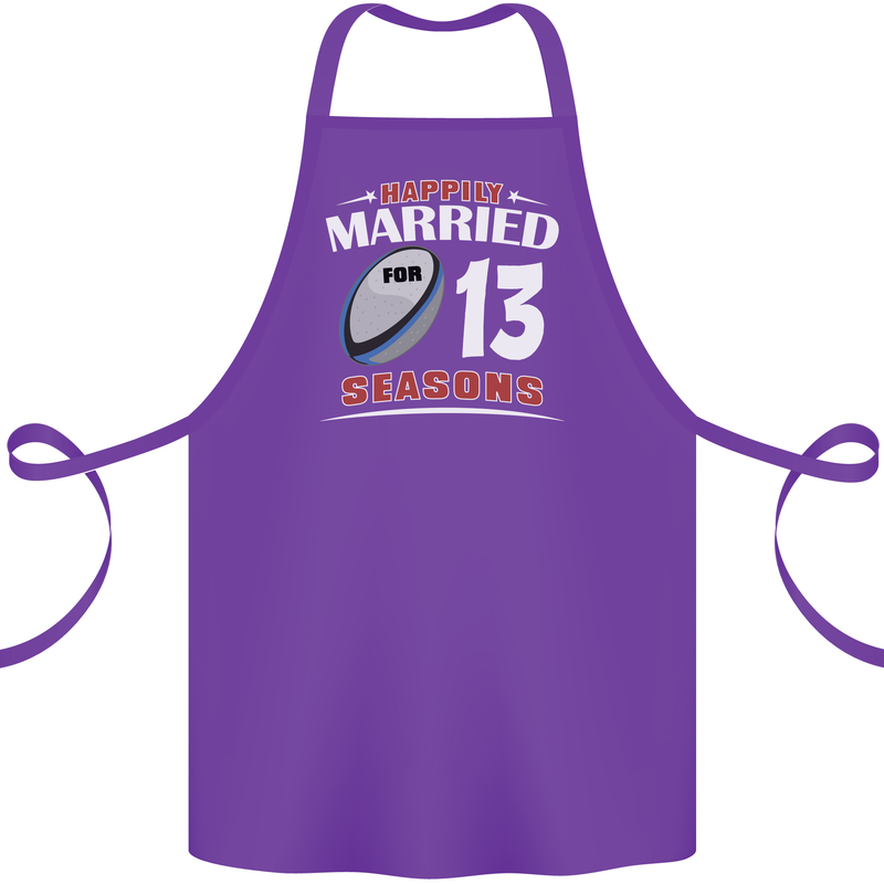 13 Year Wedding Anniversary 13th Rugby Cotton Apron 100% Organic Purple