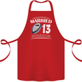 13 Year Wedding Anniversary 13th Rugby Cotton Apron 100% Organic Red