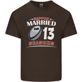 13 Year Wedding Anniversary 13th Rugby Mens Cotton T-Shirt Tee Top Dark Chocolate