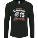 13 Year Wedding Anniversary 13th Rugby Mens Long Sleeve T-Shirt Black