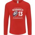 13 Year Wedding Anniversary 13th Rugby Mens Long Sleeve T-Shirt Red