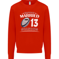 13 Year Wedding Anniversary 13th Rugby Mens Sweatshirt Jumper Bright Red
